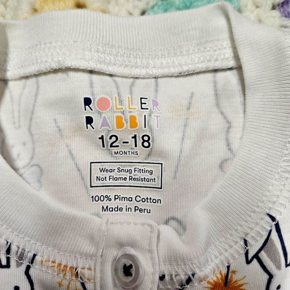 Roller Rabbit White Pajama Top with Colorful Bunny Print - Picture 4 of 4